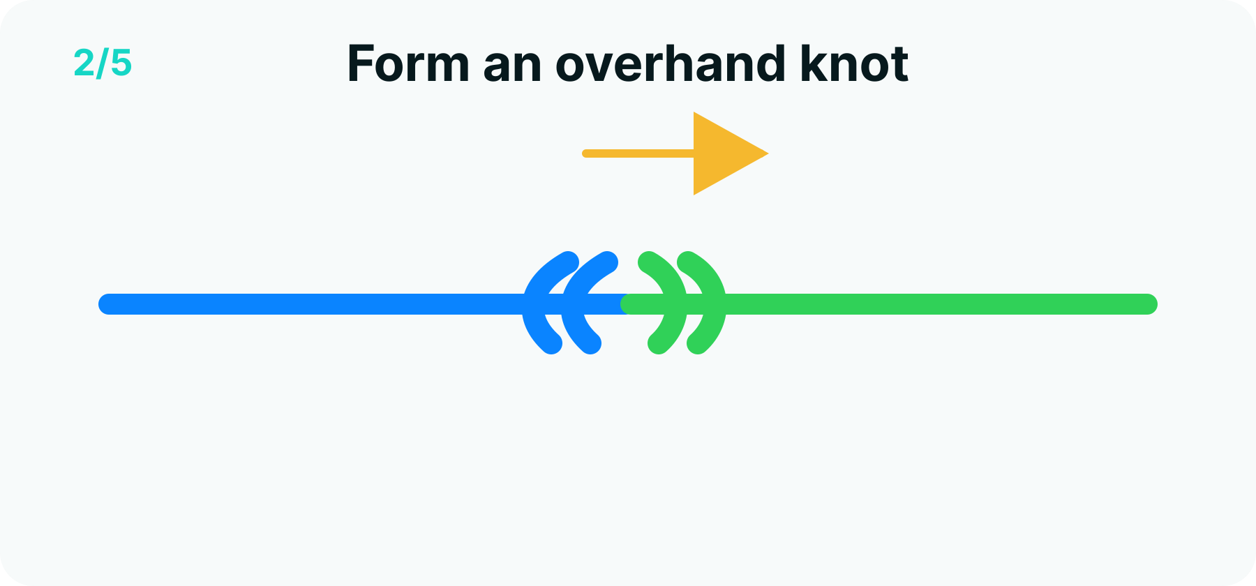 Surgeon's knot step 2 diagram: a loose overhand knot tied with both lines together, loop held open